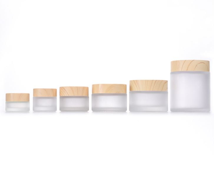 Cosmetic Empty Cream Jar Cosmetic Container Glass Jar with Wood Grain Cap 5g,10g,15g,30g,50g,100g